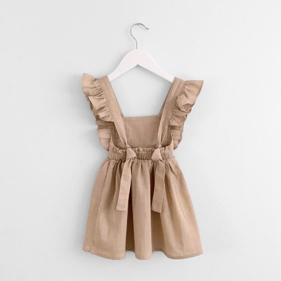 NWT Pretty Girls Linen Dress Bohemian Princess Spring & Summer Boutique Tan 2T - Picture 2 of 3